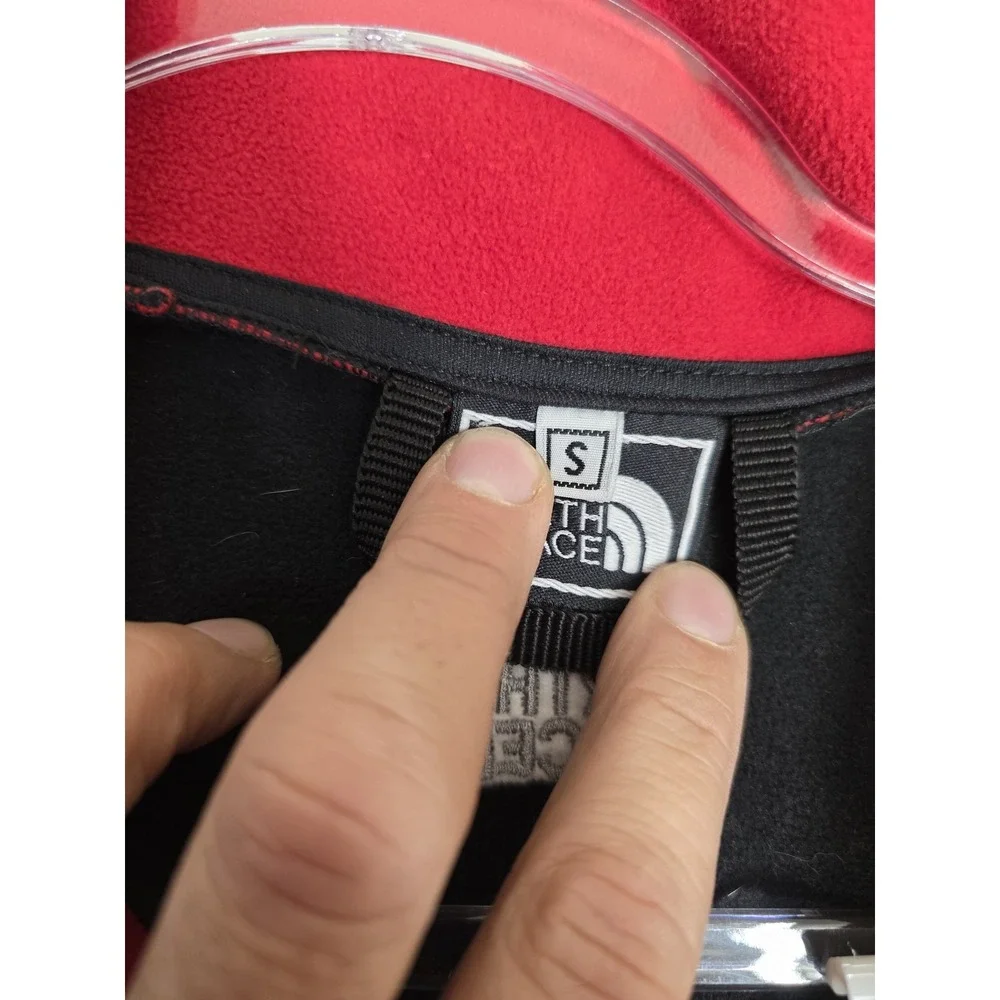 The North Face Jacket Mens Small Red‎ Black Fleece Full Zip Outdoor Hiking